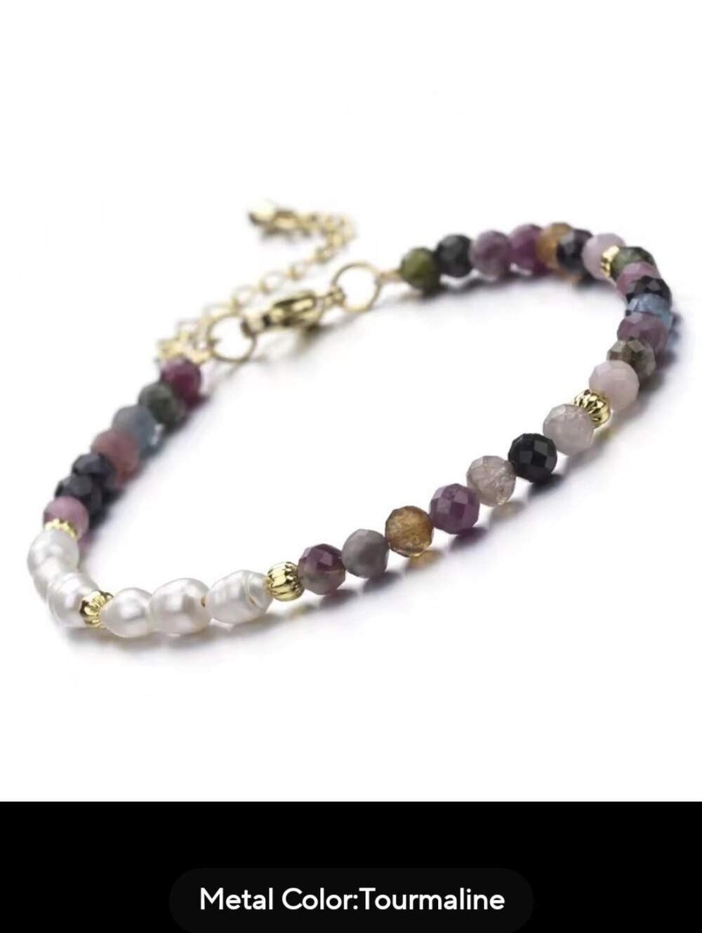 🎉🎉NEW🎉🎉 PRETTY!! Freshwater Pearl And Nat Stone Faceted TOURMALINE Bracelet